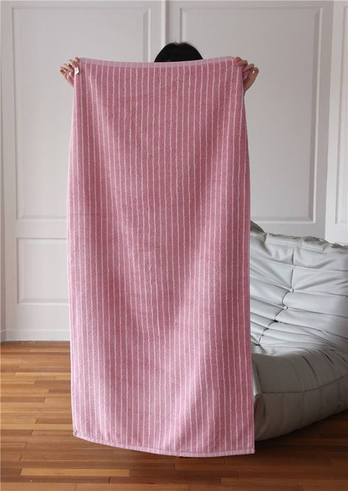 Ultra Soft Absorbent Retro Stripe Bath Towel - 100% Organic Cotton